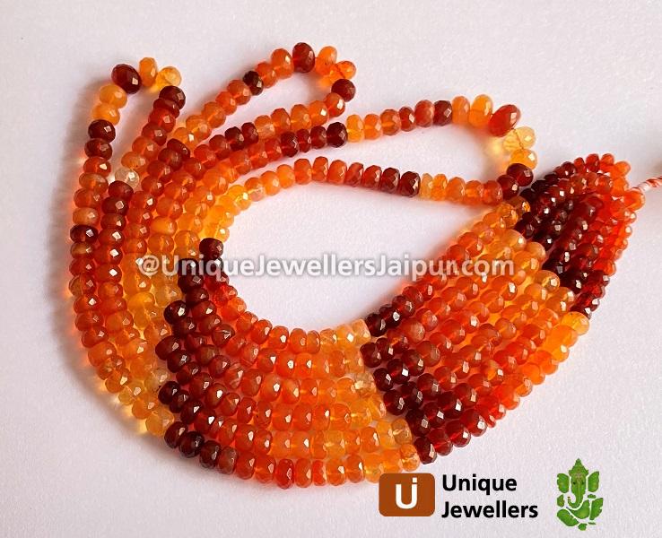 Fire Opal Big Faceted Roundelle Beads